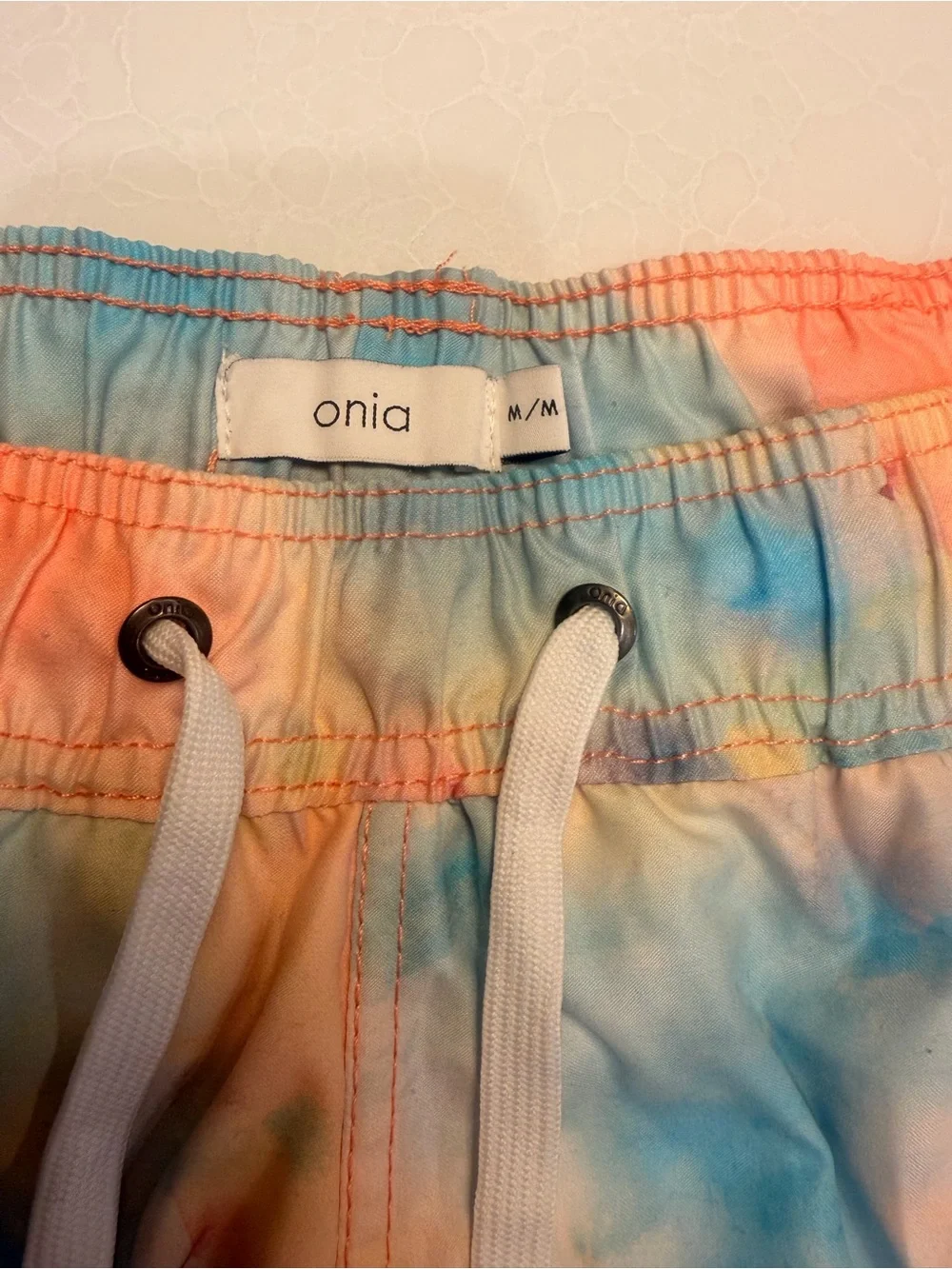 Onia Pastel Orange and Blue Tie-Dye Swim Shorts! Excellent used condition!medium